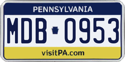 PA license plate MDB0953