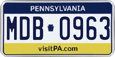 PA license plate MDB0963