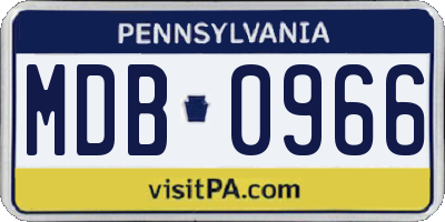 PA license plate MDB0966
