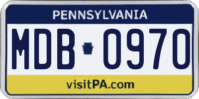 PA license plate MDB0970