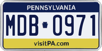 PA license plate MDB0971
