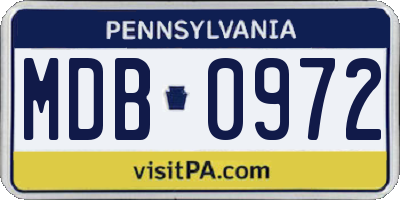 PA license plate MDB0972