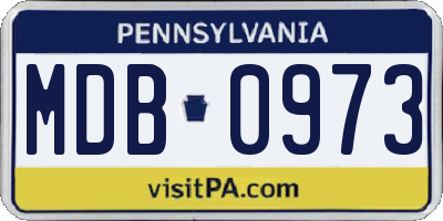 PA license plate MDB0973
