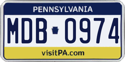 PA license plate MDB0974