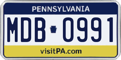 PA license plate MDB0991