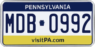 PA license plate MDB0992