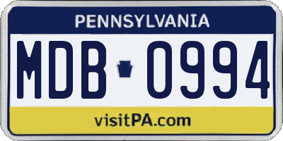 PA license plate MDB0994