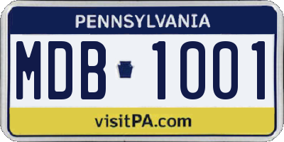 PA license plate MDB1001