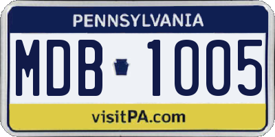 PA license plate MDB1005