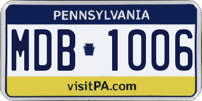 PA license plate MDB1006