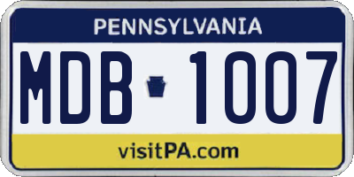 PA license plate MDB1007