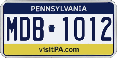 PA license plate MDB1012