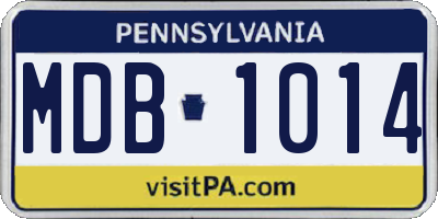 PA license plate MDB1014