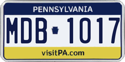 PA license plate MDB1017