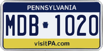 PA license plate MDB1020