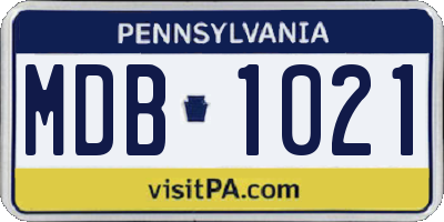 PA license plate MDB1021