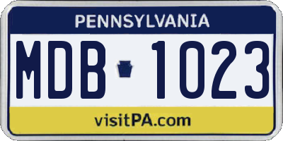 PA license plate MDB1023