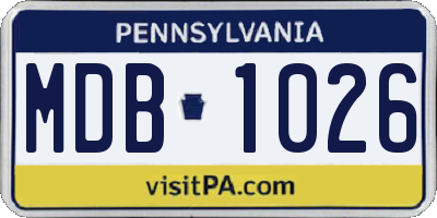 PA license plate MDB1026