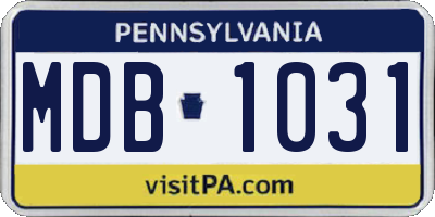 PA license plate MDB1031