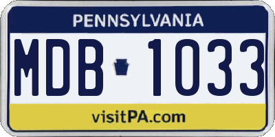 PA license plate MDB1033