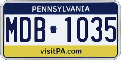 PA license plate MDB1035