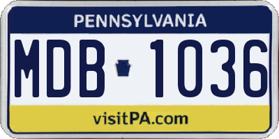 PA license plate MDB1036