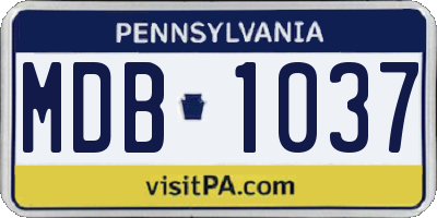 PA license plate MDB1037
