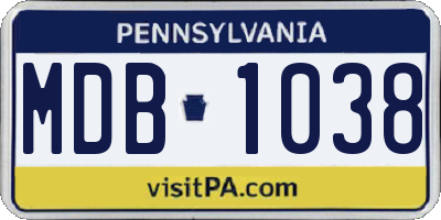 PA license plate MDB1038