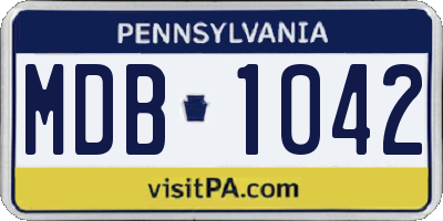 PA license plate MDB1042