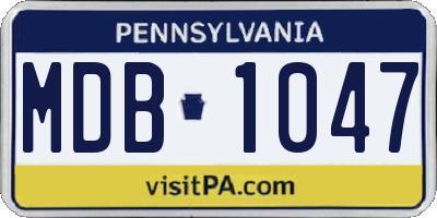 PA license plate MDB1047