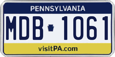 PA license plate MDB1061
