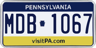 PA license plate MDB1067