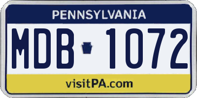 PA license plate MDB1072