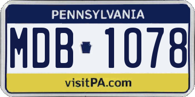 PA license plate MDB1078