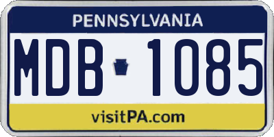 PA license plate MDB1085