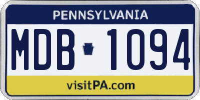 PA license plate MDB1094