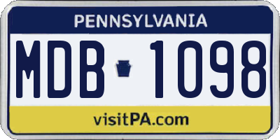 PA license plate MDB1098