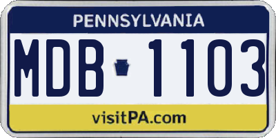 PA license plate MDB1103