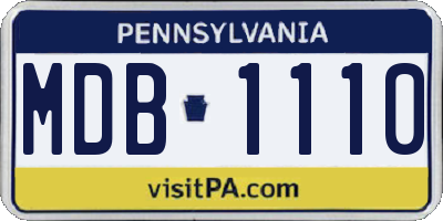 PA license plate MDB1110
