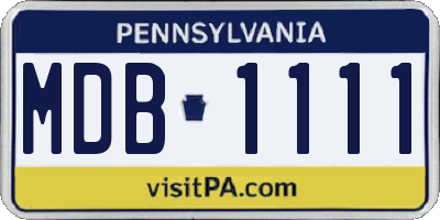 PA license plate MDB1111