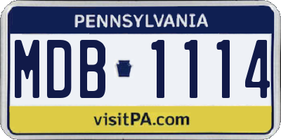PA license plate MDB1114