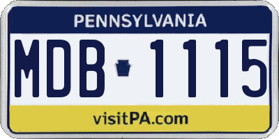 PA license plate MDB1115