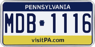 PA license plate MDB1116