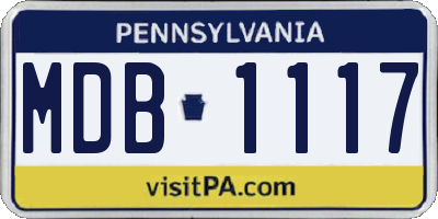 PA license plate MDB1117