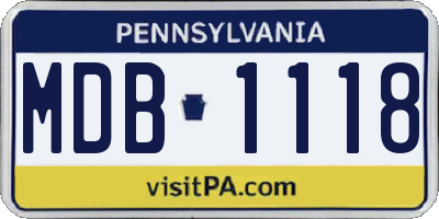 PA license plate MDB1118