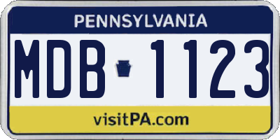 PA license plate MDB1123