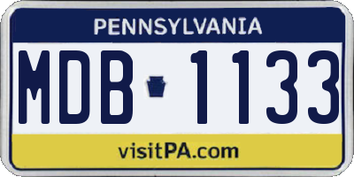 PA license plate MDB1133