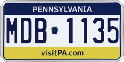 PA license plate MDB1135