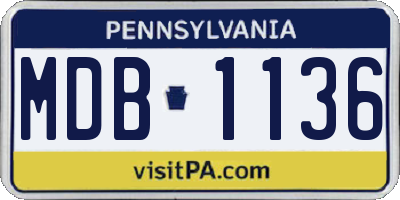 PA license plate MDB1136