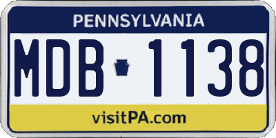 PA license plate MDB1138